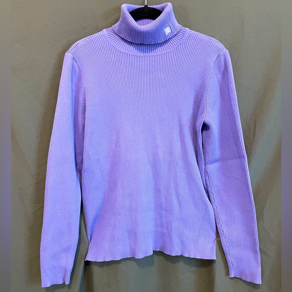 Lauren Ralph Lauren 100% Cotton Turtleneck Sweater, Purple, Size Large, Vintage